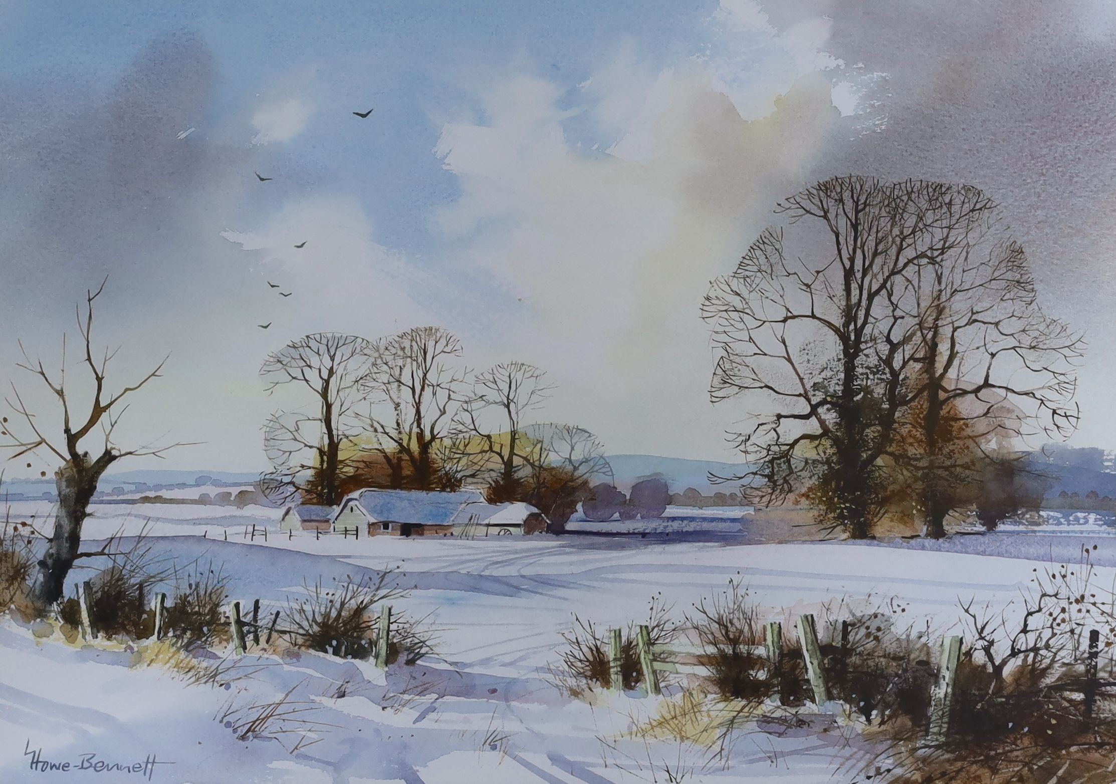 Lewis Howe-Bennett (b.1936), three watercolours, Landscapes in winter, signed, largest 25 x 36cm